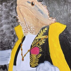 Yellow and Black Lizard Portrait Art